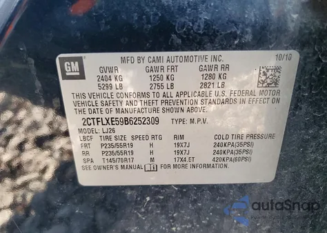 2011 GMC Terrain Slt из США, поврежденный, VIN 2CTFLXE59B6252309